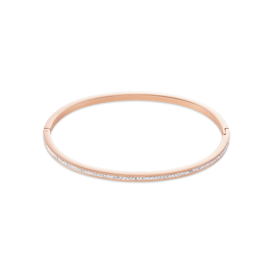 Coeur de Lion Bangle slim stainless steel rose gold & crystals pavé crystal - Jewelry Sale