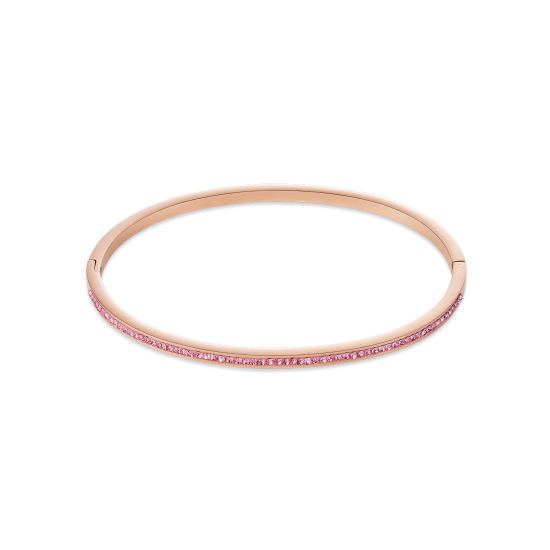 Coeur de Lion Bangle slim stainless steel rose gold & crystals pavé light rose - Jewelry Sale