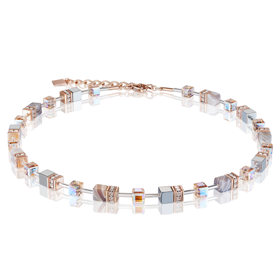 Coeur de Lion GeoCUBE® Necklace botswana agate & haematite apricot - Jewelry Sale