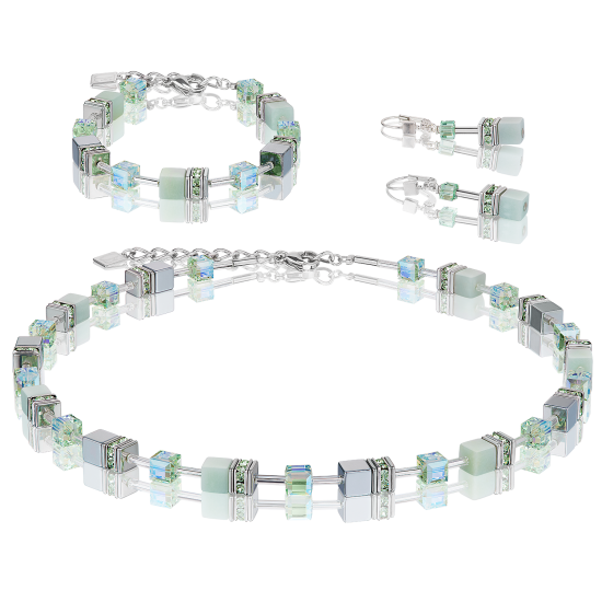 Coeur de Lion GeoCUBE® Necklace amazonite & haematite light green - Jewelry Sale