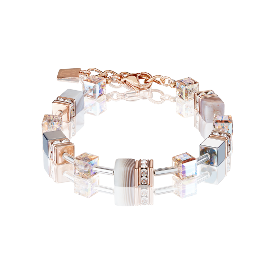 Coeur de Lion GeoCUBE® Bracelet botswana agate & haematite apricot - Jewelry Sale