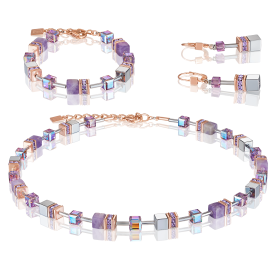 Coeur de Lion GeoCUBE® Bracelet light amethyst & haematite lilac - Jewelry Sale