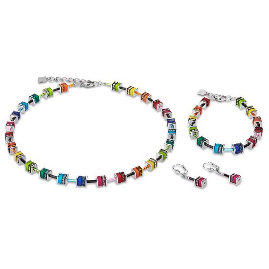 Coeur de Lion GeoCUBE® Necklace classic polaris & rhinestone multicolour - Jewelry Sale