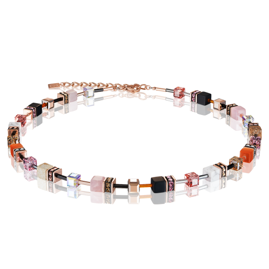 Coeur de Lion GeoCUBE® Necklace Swarovski® Crystals & Gemstones peach-rose - Jewelry Sale