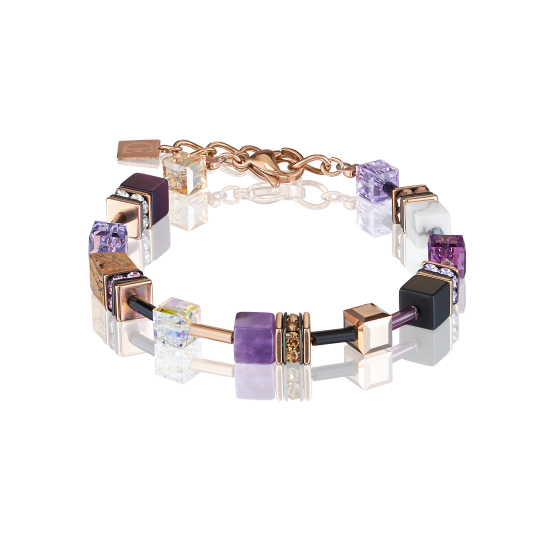 Coeur de Lion Bracelet GeoCUBE® Swarovski® Crystals & Gemstones lilac-beige - Jewelry Sale