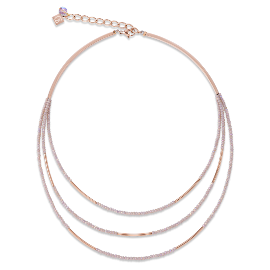Coeur de Lion Necklace Waterfall stainless steel rose gold & glass nude - Jewelry Sale