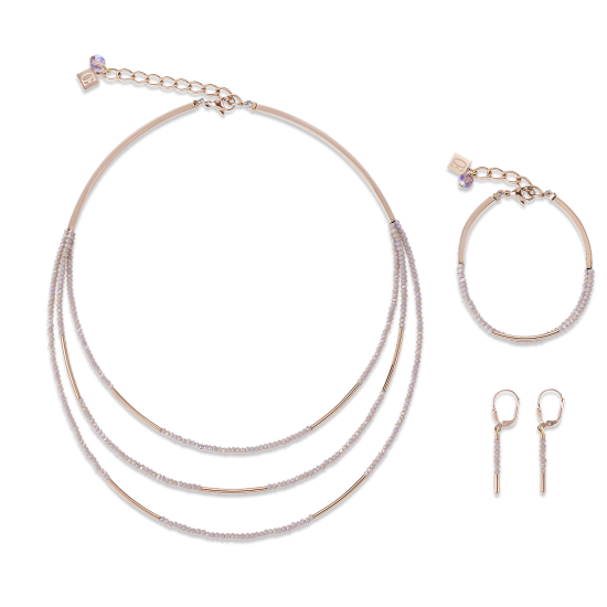 Coeur de Lion Earrings Waterfall stainless steel rose gold & glass nude - Jewelry Sale