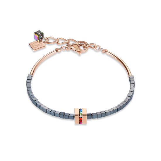 Coeur de Lion Bracelet Stainless steel & crystals pavé, haematite anthracite, rose gold-multicolour - Jewelry Sale