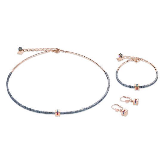Coeur de Lion Bracelet Stainless steel & crystals pavé, haematite anthracite, rose gold-multicolour - Jewelry Sale