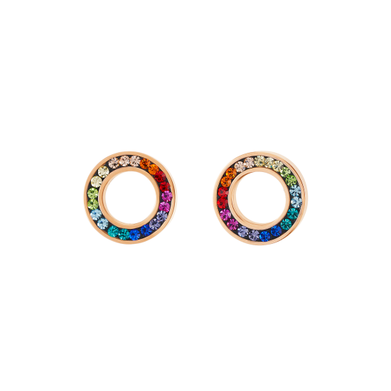 Coeur de Lion Earrings Ring Crystals pavé multicolour small & stainless steel rose gold & silver - Jewelry Sale