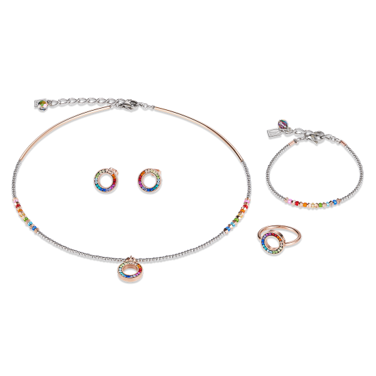 Coeur de Lion Bracelet Ring Crystals pavé multicolour small & stainless steel rose gold & silver - Jewelry Sale