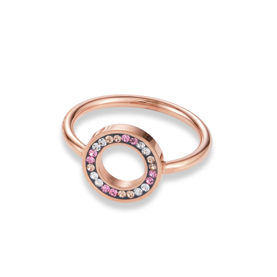Coeur de Lion Ring Crystals pavé rose small & stainless steel rose gold - Jewelry Sale