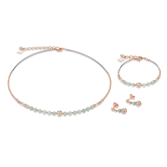 Coeur de Lion Earrings Ball Amazonite & stainless steel rose gold mint green - Jewelry Sale