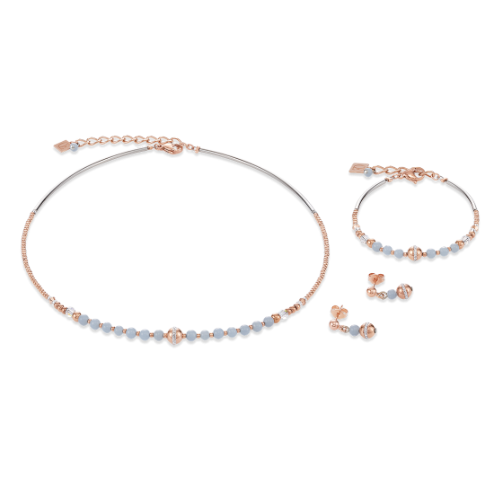 Coeur de Lion Earrings Ball Angelite & stainless steel rose gold light blue - Jewelry Sale