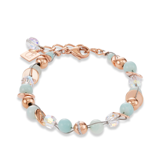 Coeur de Lion Bracelet TwistedPEARLS Amazonite & stainless steel rose gold mint green - Jewelry Sale