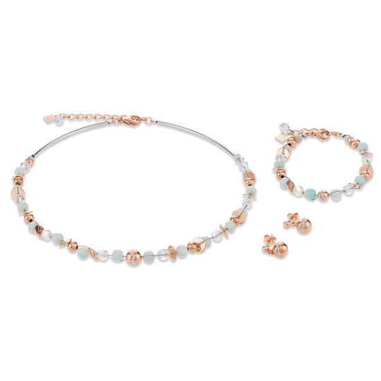 Coeur de Lion Bracelet TwistedPEARLS Amazonite & stainless steel rose gold mint green - Jewelry Sale