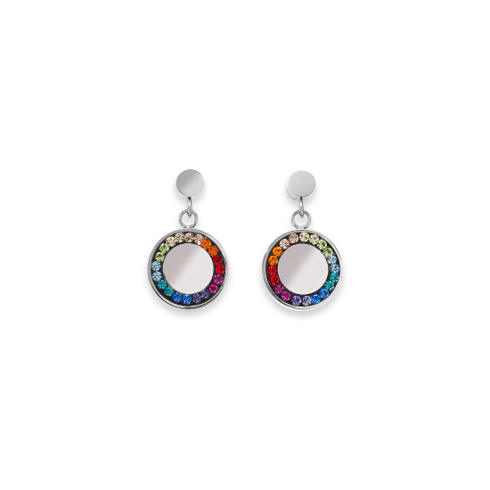 Coeur de Lion Earrings Stainless Steel Disk & Crystals pavé multicolour - Jewelry Sale
